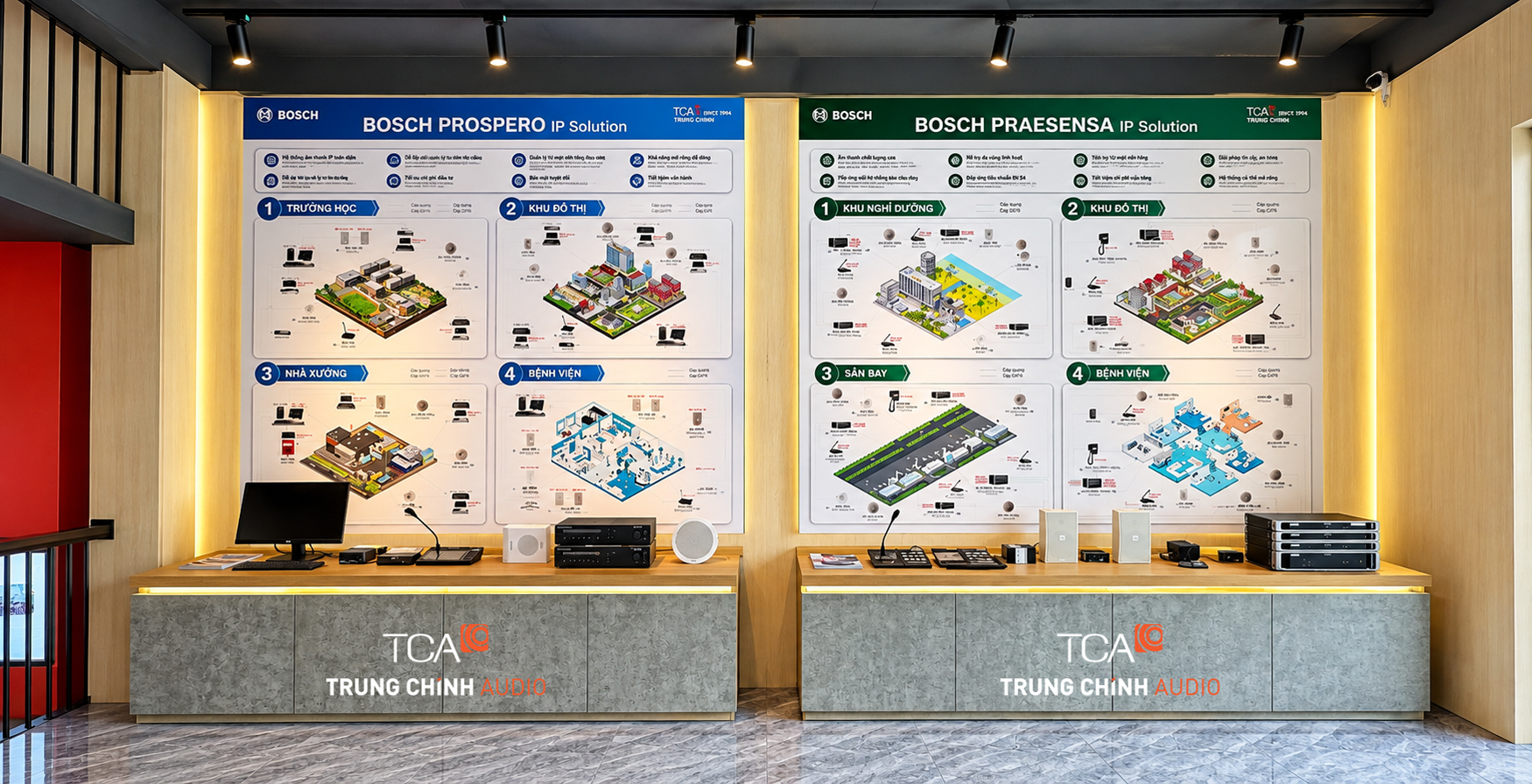 khu vực trải nghiệm hệ thống Bosch Praesensa & Bosch Prospero
