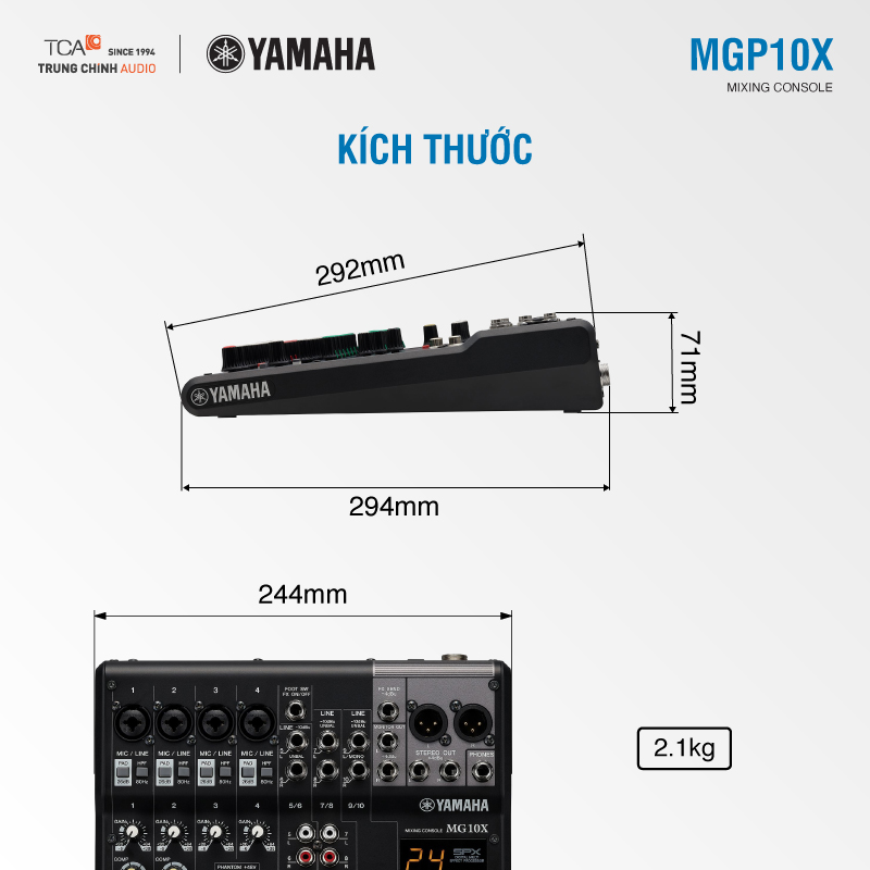 Thiết kế của Mixer Yamaha MG10X