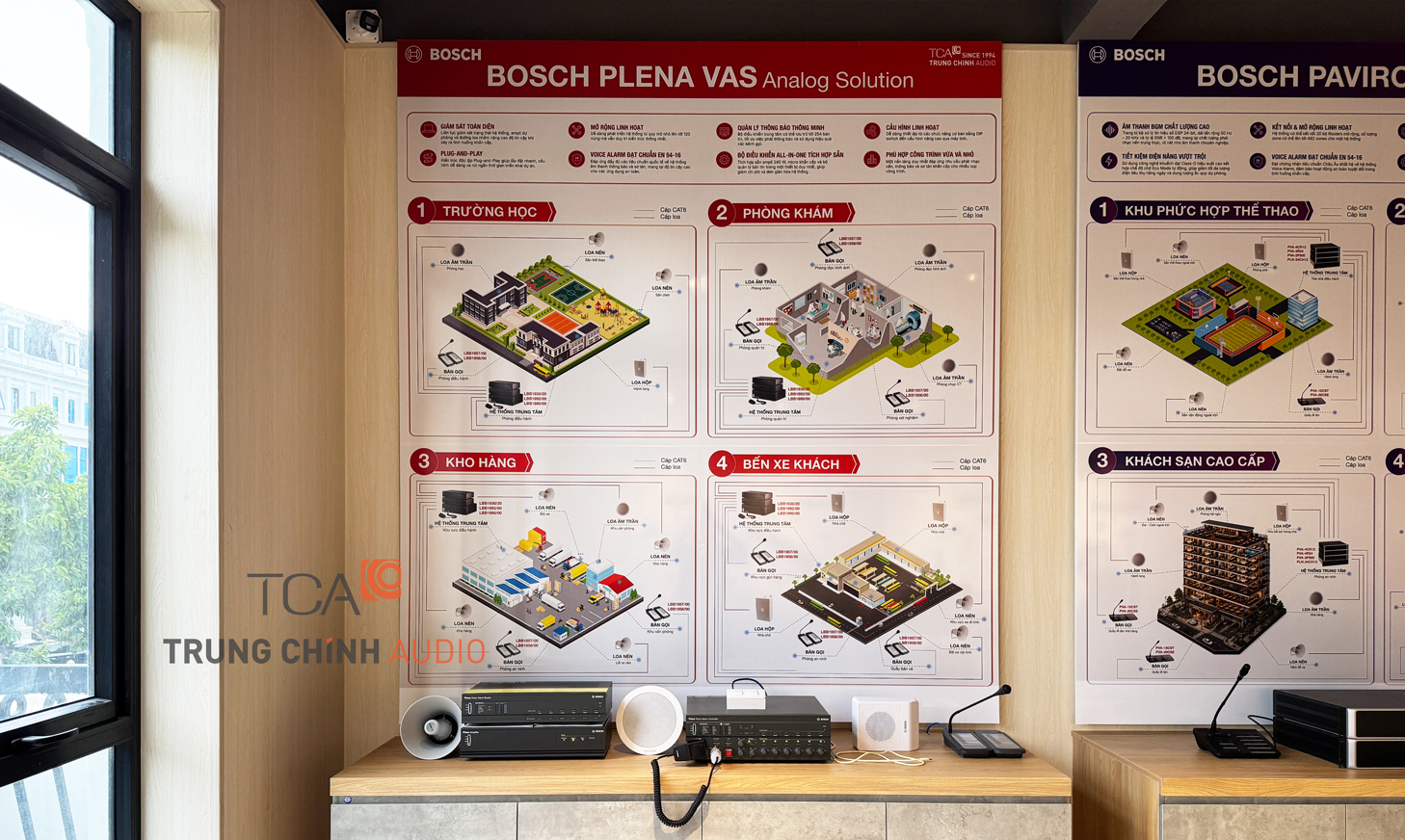 Khu trưng bày và trải nghiệm thực tế hệ thống thông báo Bosch Plena VAS tại Trung Chính Audio