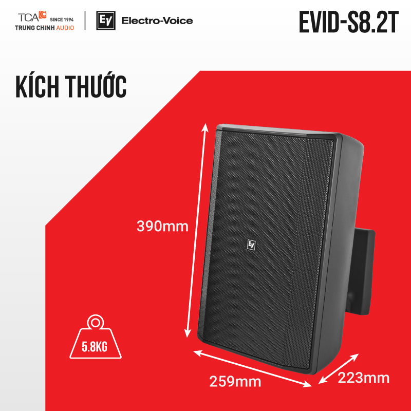 Kích thước Loa EV EVID-S8.2TB