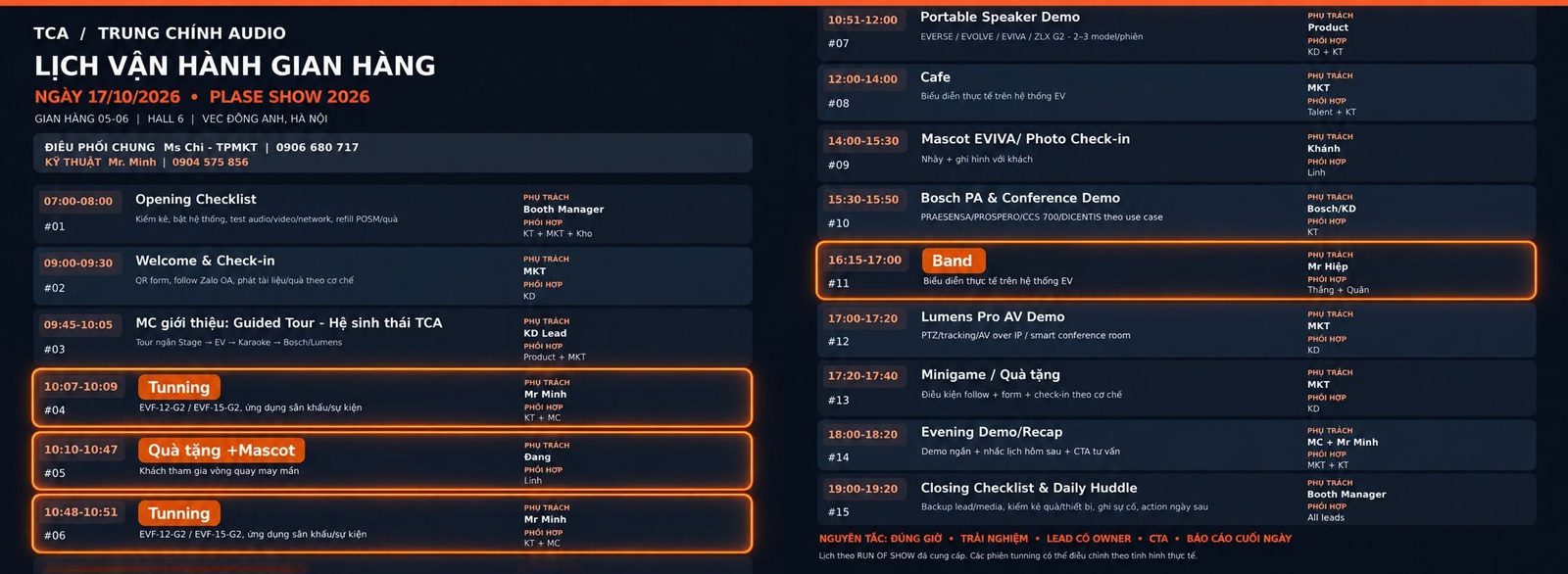 agenda sự kiện Plase Show 2026