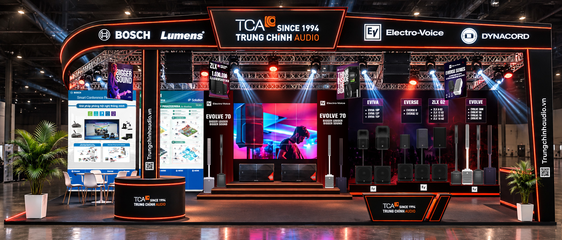 phối cảnh gian hàng TCA