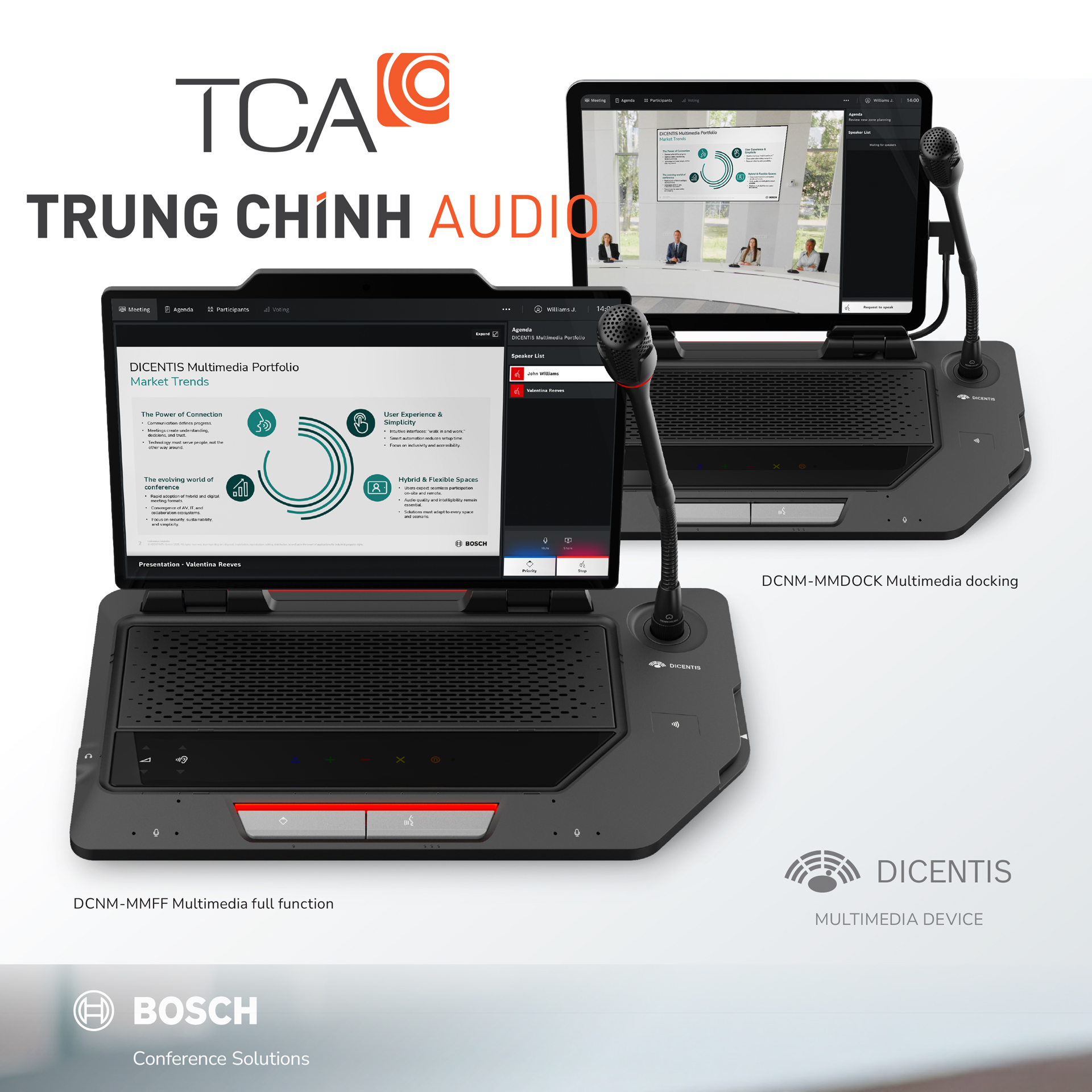 Thiết bị Dicentis Device 2026 mới trong giải pháp hội nghị Bosch