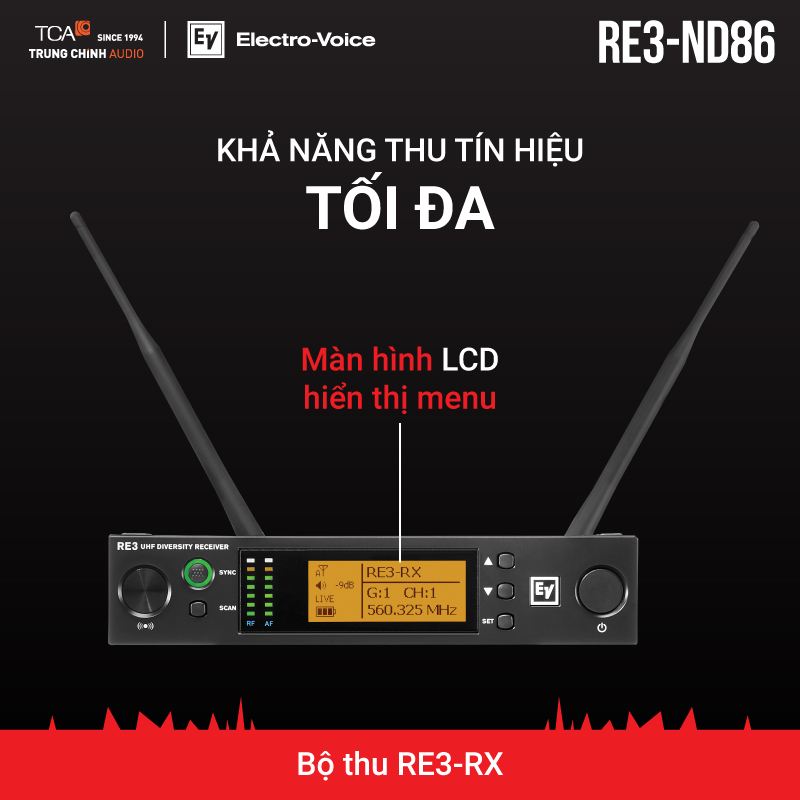 Bộ thu RE3-RX micro không dây UHF Electro- Vocie RE3-ND86