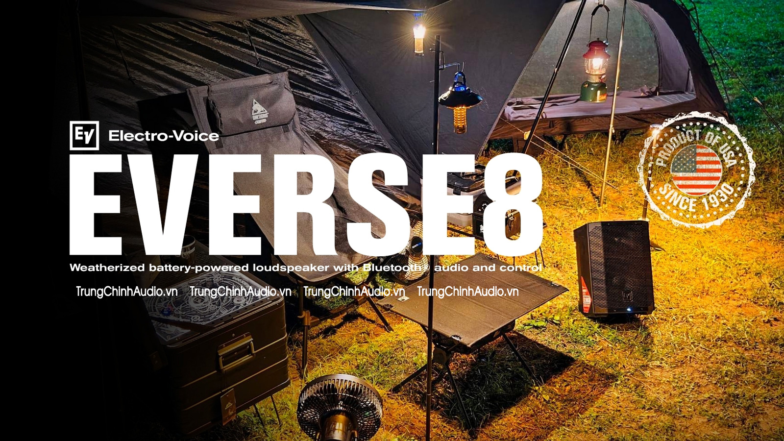 loa dùng pin electro-voice everse 8 khi cắm trại ngoài trời tại thái lan