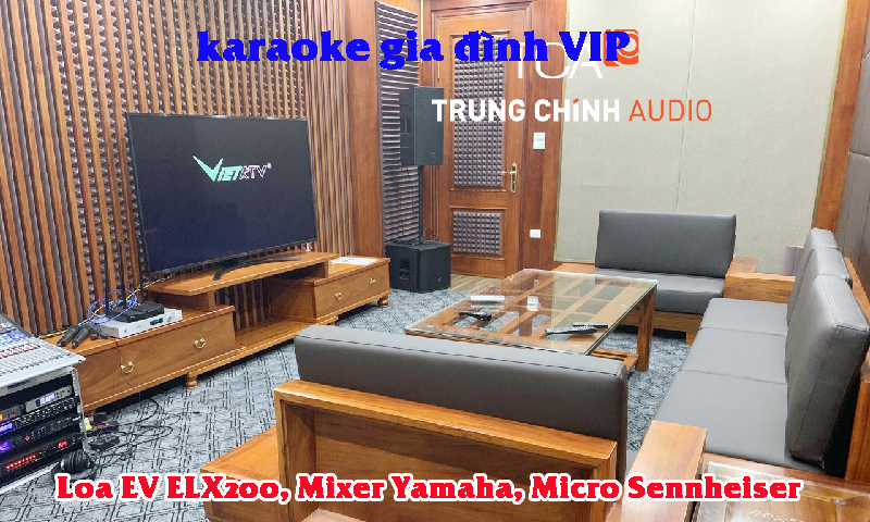 Bộ dàn karaoke gia đình VIP: Loa EV ELX200, Mixer Yamaha, Micro Sennheiser