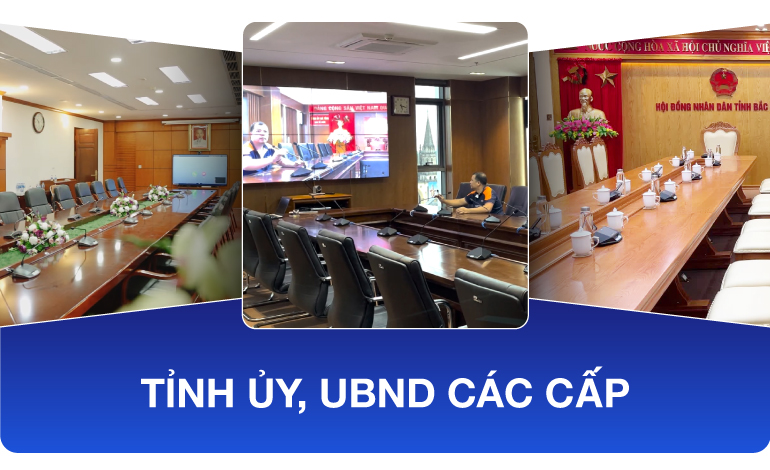Tỉnh ủy: UBND - HĐND Huyện, Thành phố: Âm thanh phòng họp hội trường, hội nghị trực tuyến
