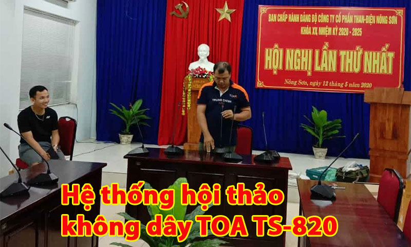 Hệ thống âm thanh hội nghị không dây sóng hồng ngoại TOA TS-820 nhà máy Nông Sơn