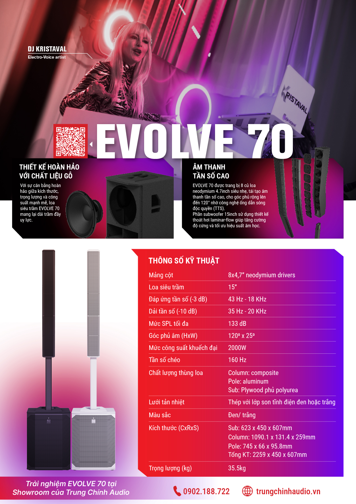 Tài liệu flyer chính thống của loa Electro-Voice EVOLVE 70