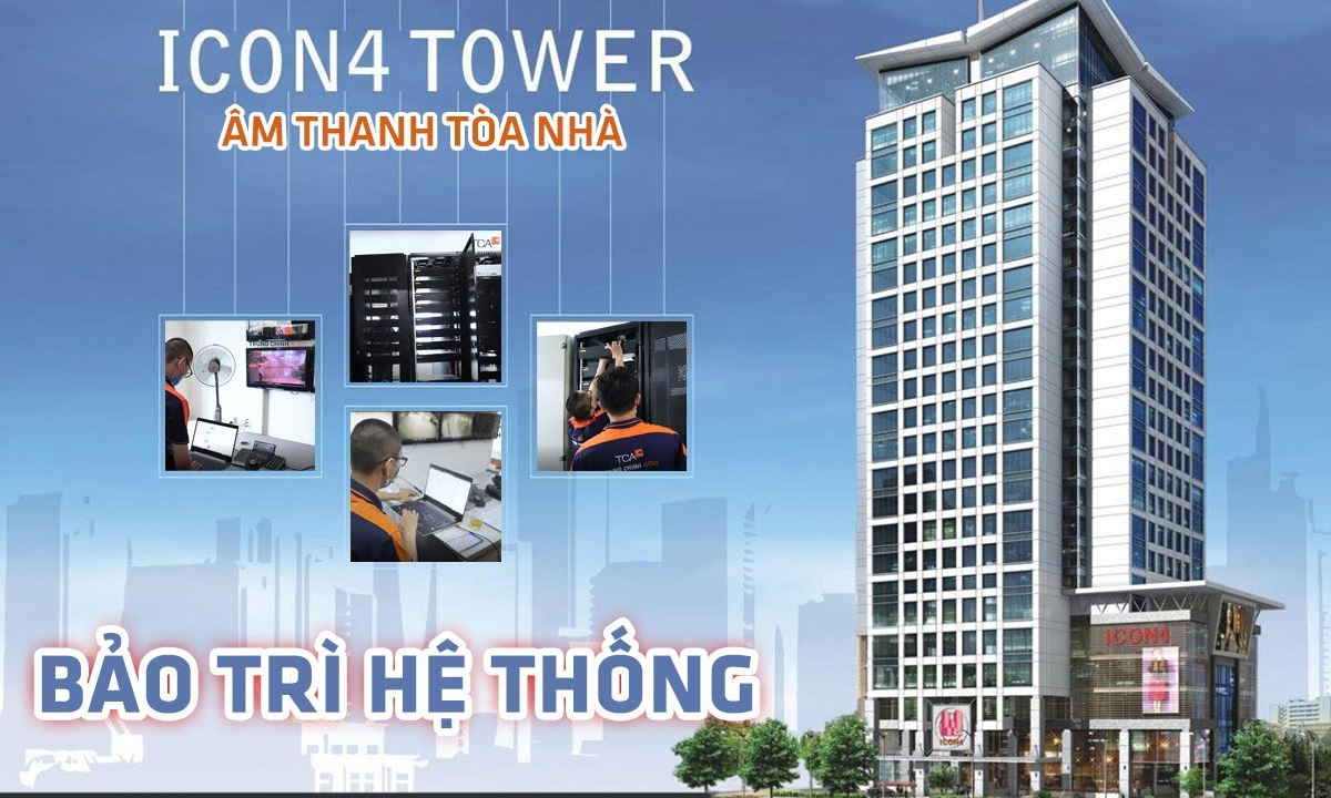 Hệ thống âm thanh thông báo tòa nhà văn phòng TOA VX-2000 tại ICON 4 Building, La Thành