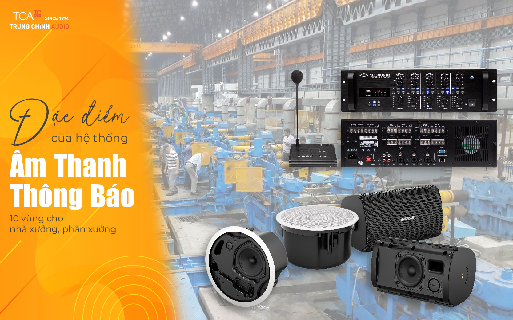 hệ thống âm thanh thông báo nhà xưởng 10 vùng