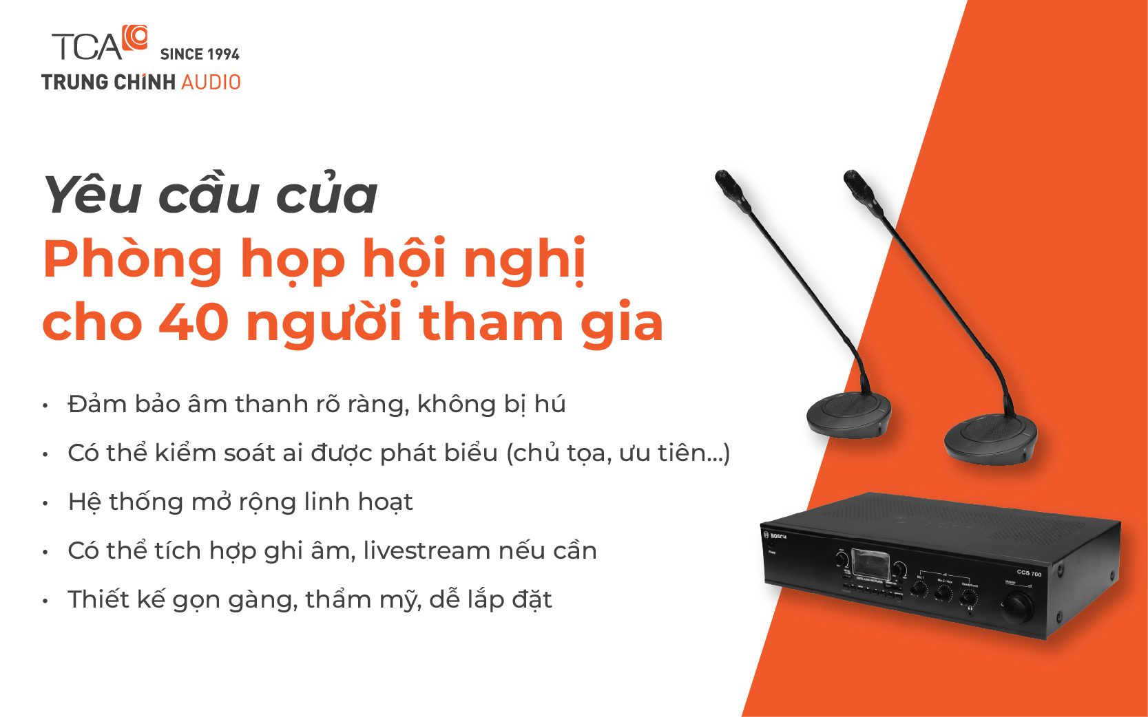 Yêu cầu của phòng họp hội nghị cho 40 người tham gia
