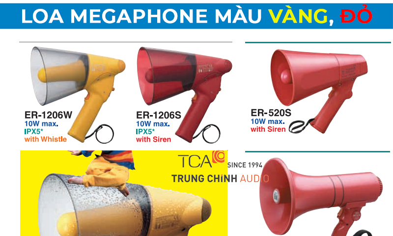 Loa Megaphone Màu Vàng - Loa Megaphone Màu Đỏ