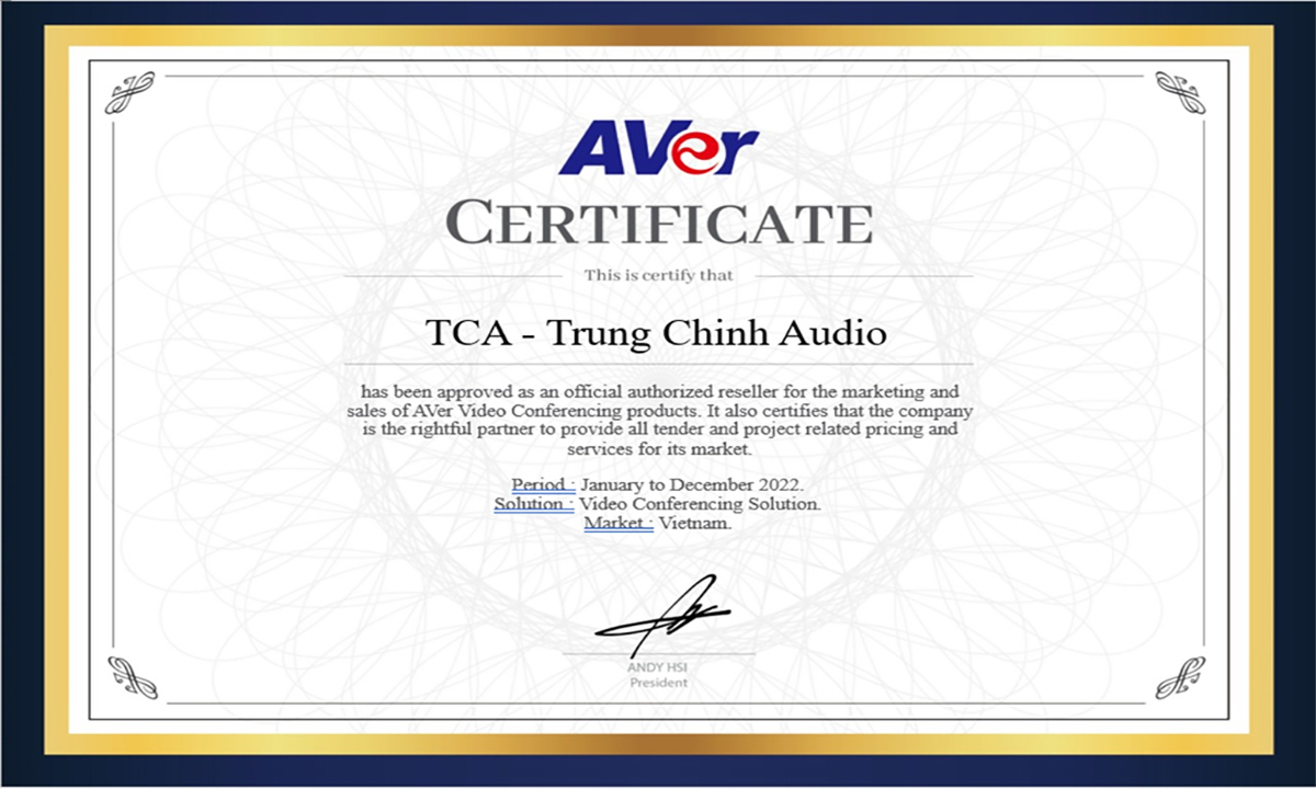 AVer Inc. Ủy Quyền TCA - Trung Chính Audio Phân Phối Thiết Bị Hội Nghị Trực Tuyến AVer