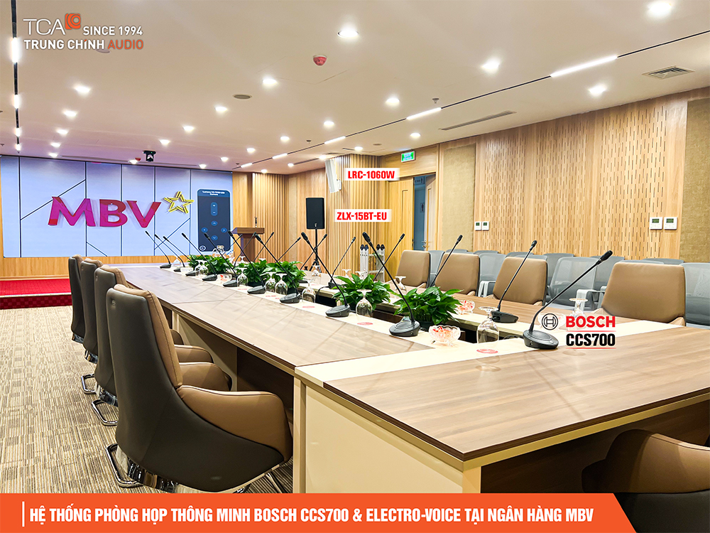 Hệ thống âm thanh phòng họp Bosch CCS700 tại ngân hàng MBV