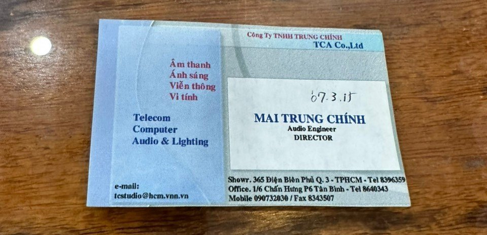 The Visit Card that has been preserved by TOA Electronics Vietnam's General Director, Ko Ueda, for 20 years