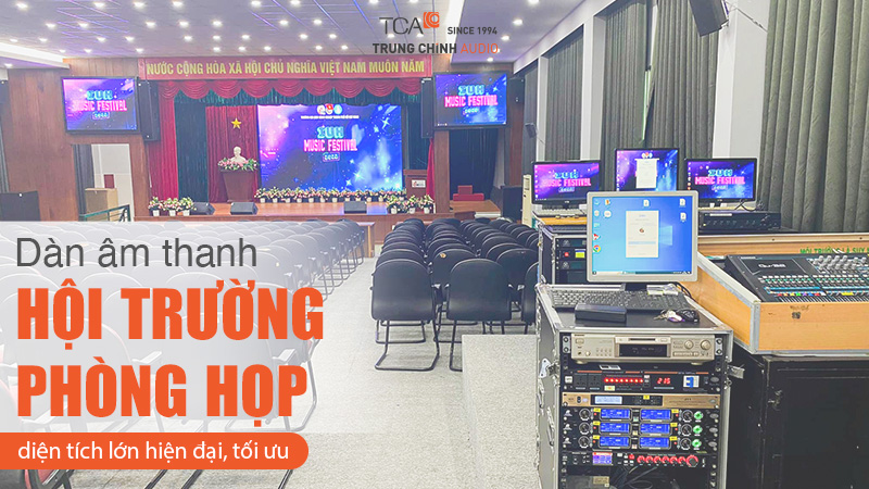 Dàn âm thanh hội trường phòng họp diện tích lớn hiện đại, tối ưu