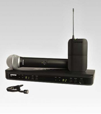 Bộ thu và phát đôi kèm micro không dây cầm tay và cài áo Shure BLX1288A/PG85
