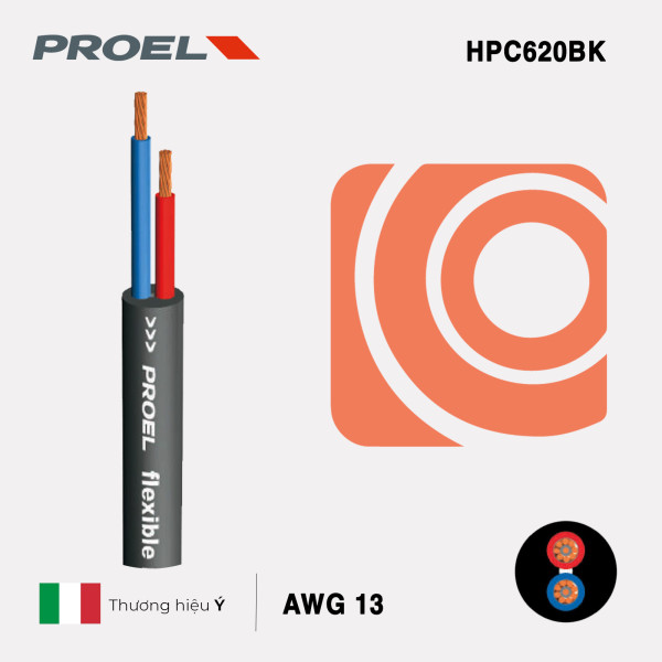 Proel HPC620BK : Dây tín hiệu loa Passive 2 x 2.5mm2